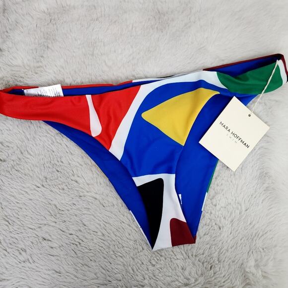 NEW Mara Hoffman Kay Low Rise Bikini Swim Bottom in Cream Multicolor - Picture 4 of 11